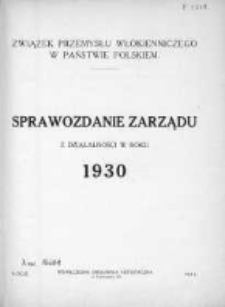 Sprawozdanie Zarządu z Działalności w Roku 1930