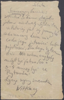 [List Stanisława Ignacego Witkiewicza do Czesława Jankowskiego z 1923 roku]