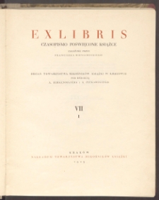 Exlibris : czasopismo poświęcone książce. 1925/1929. T. 7