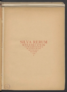Silva Rerum : miesięcznik Towarzystwa Miłośników Książki w Krakowie. 1939. Tom VII. Zeszyt 5, marzec
