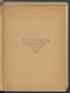 Silva Rerum : miesięcznik Towarzystwa Miłośników Książki w Krakowie. 1939. Tom VII. Zeszyt 7, maj